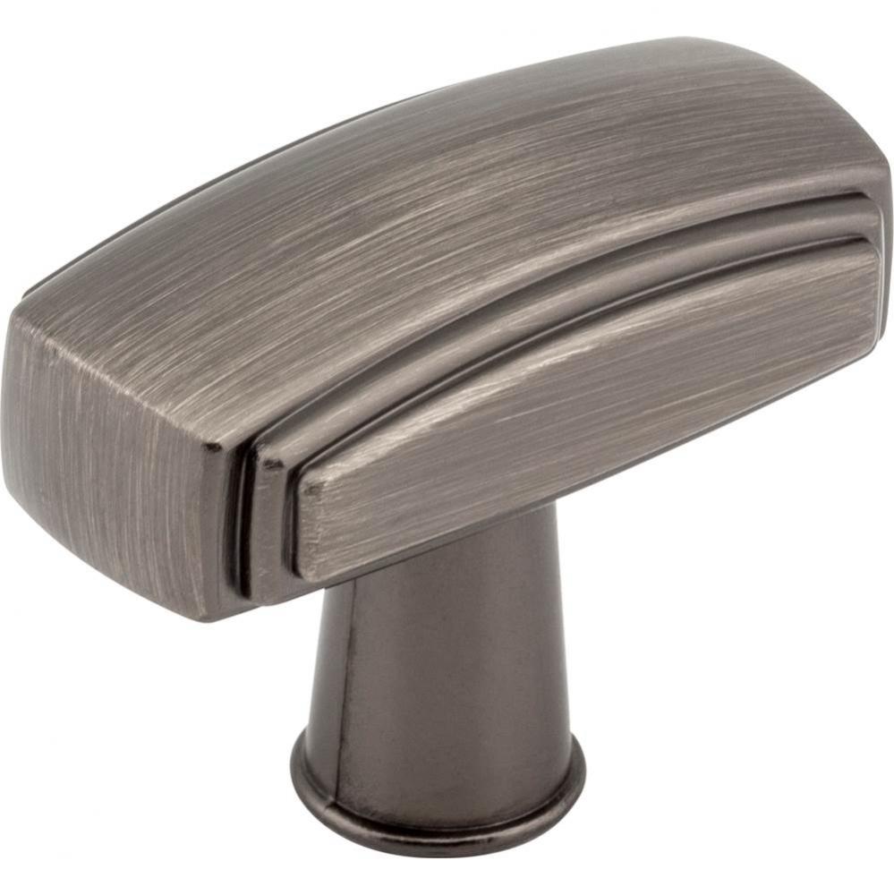 1-9/16'' Overall Length Brushed Pewter Rectangle Delgado Cabinet Knob