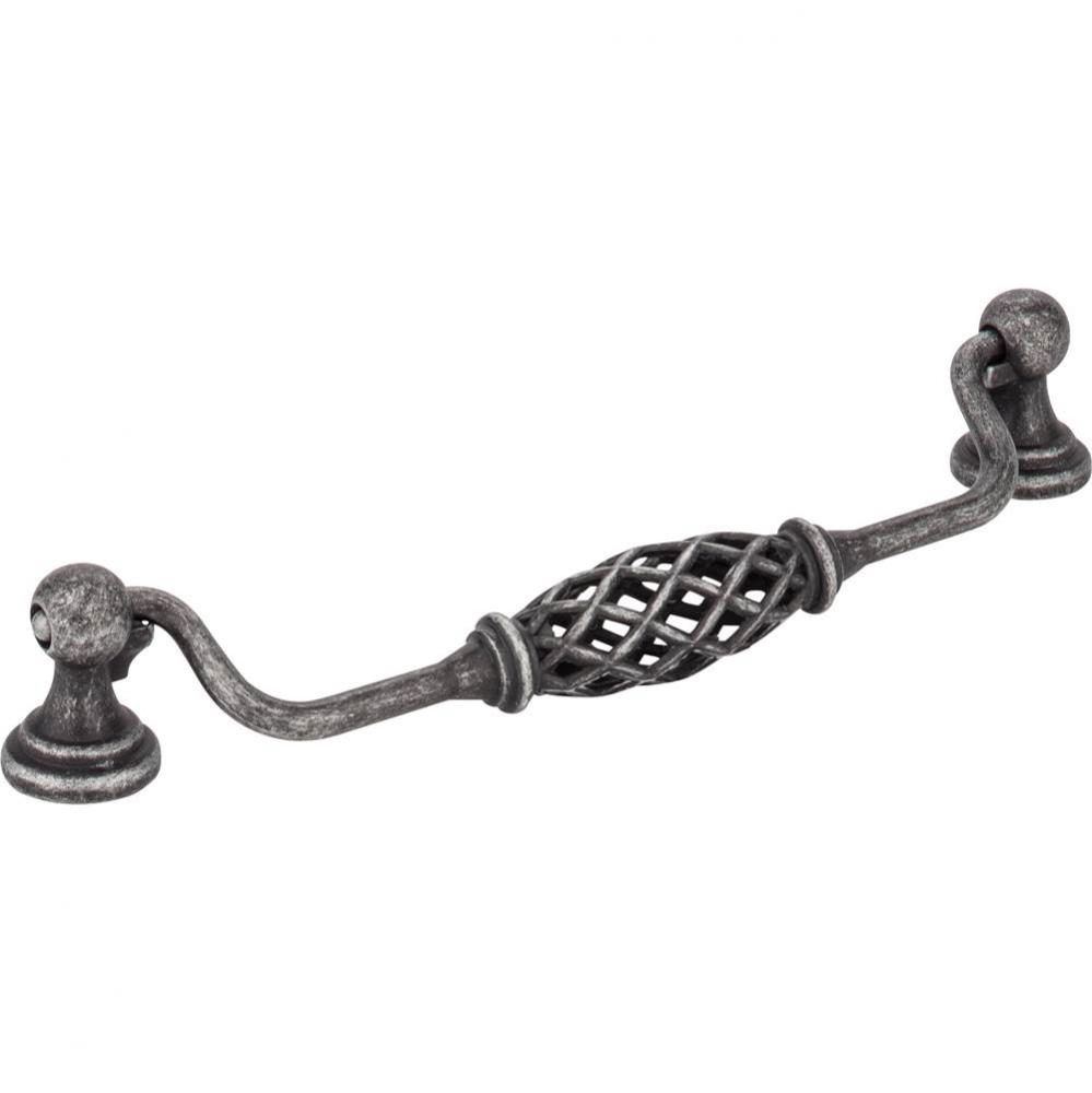 160 mm Center-to-Center Distressed Antique Silver Birdcage Tuscany Drop and Ring Pull