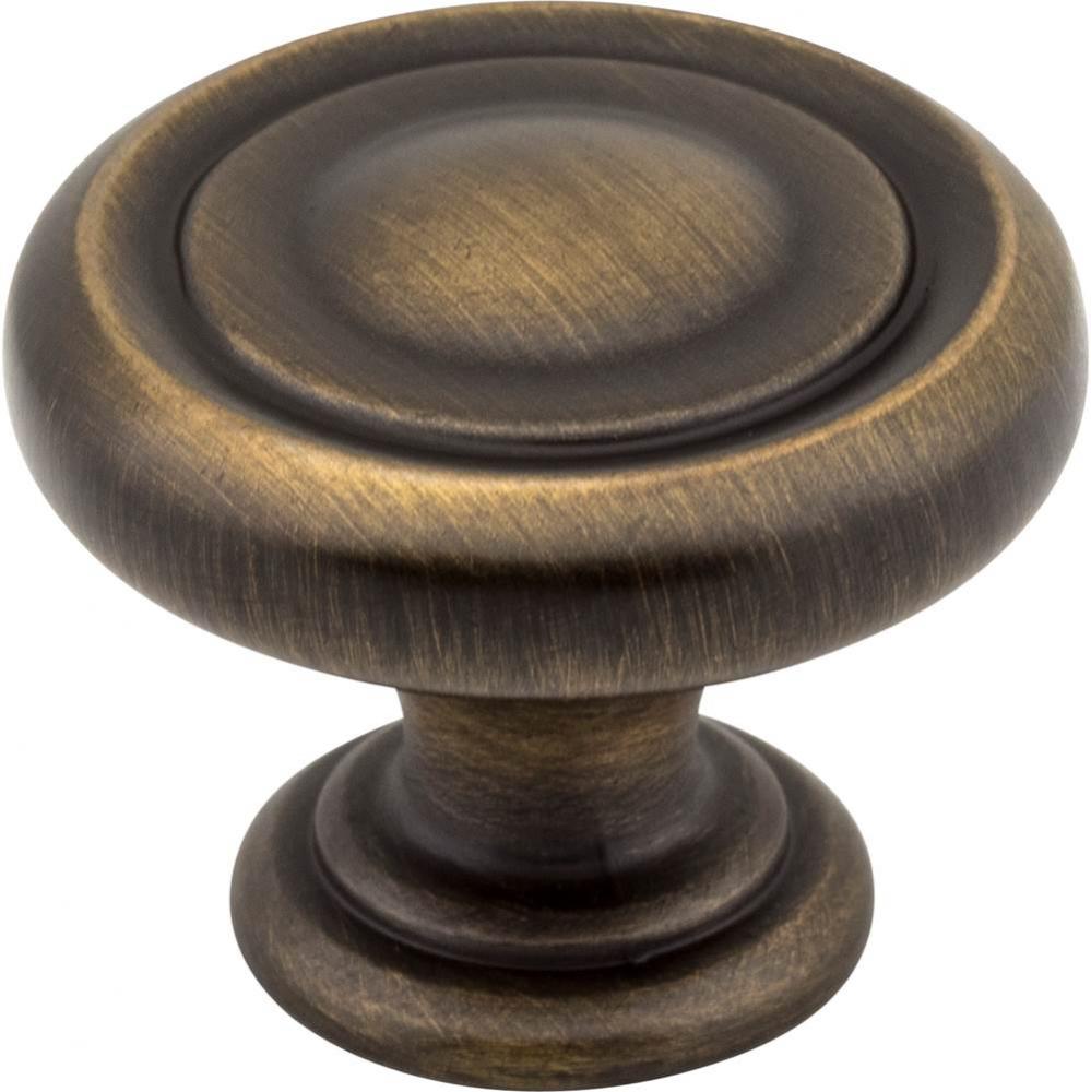 1-1/4'' Diameter Antique Brushed Satin Brass Bremen 1 Cabinet Knob