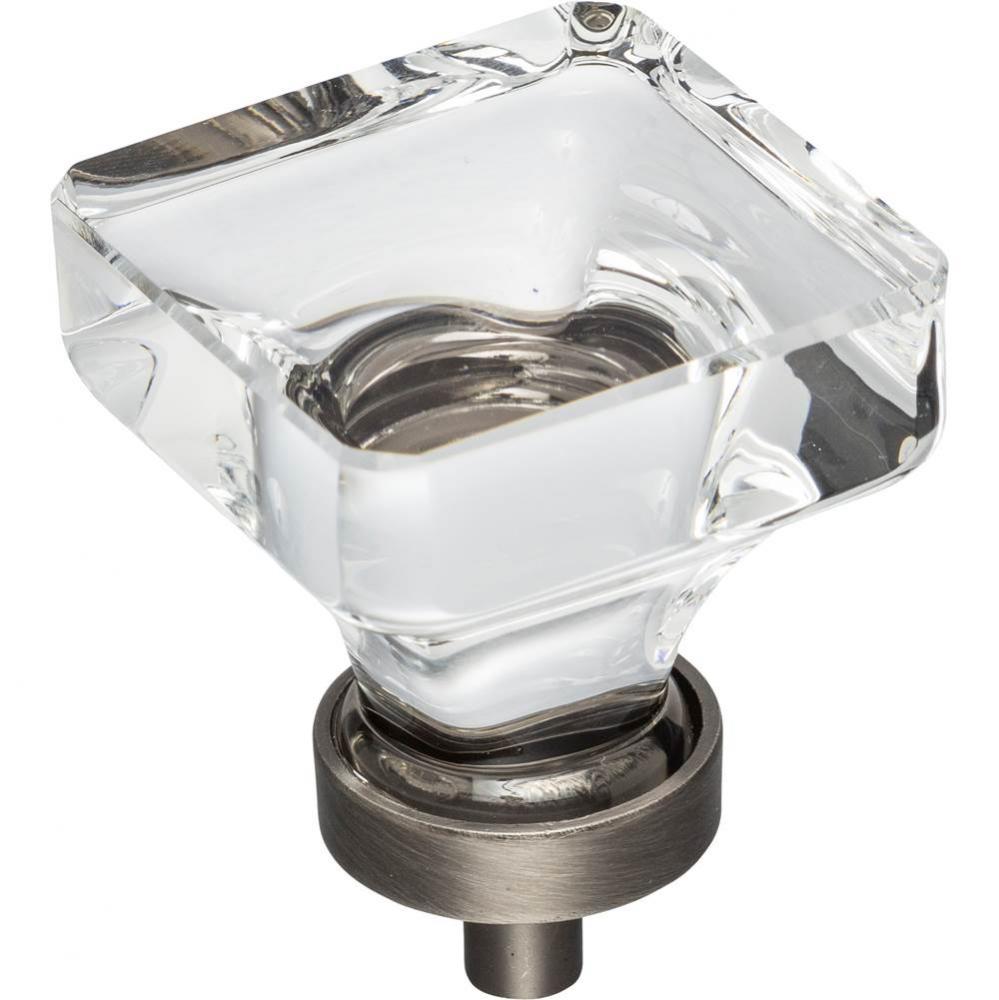 1-3/8'' Overall Length Brushed Pewter Square Glass Harlow Cabinet Knob