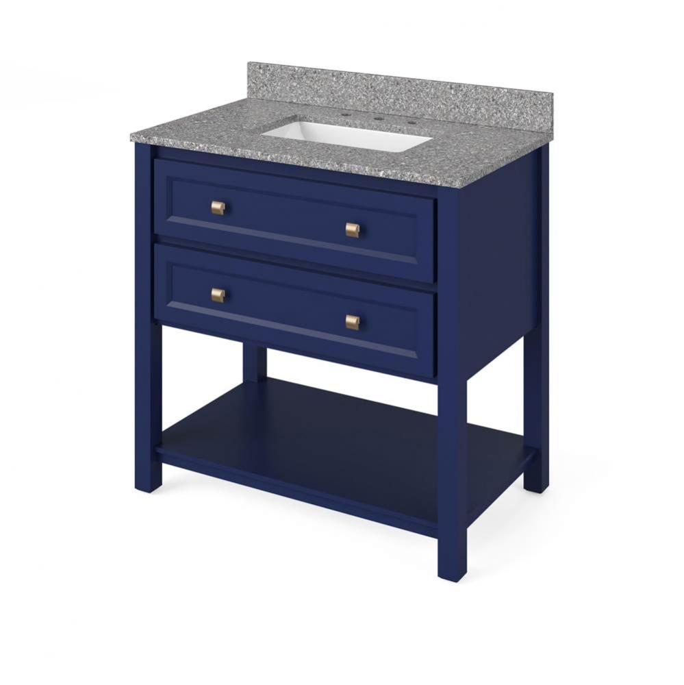 36'' Hale Blue Adler Vanity, Boulder Cultured Marble Vanity Top, undermount rectangle bo