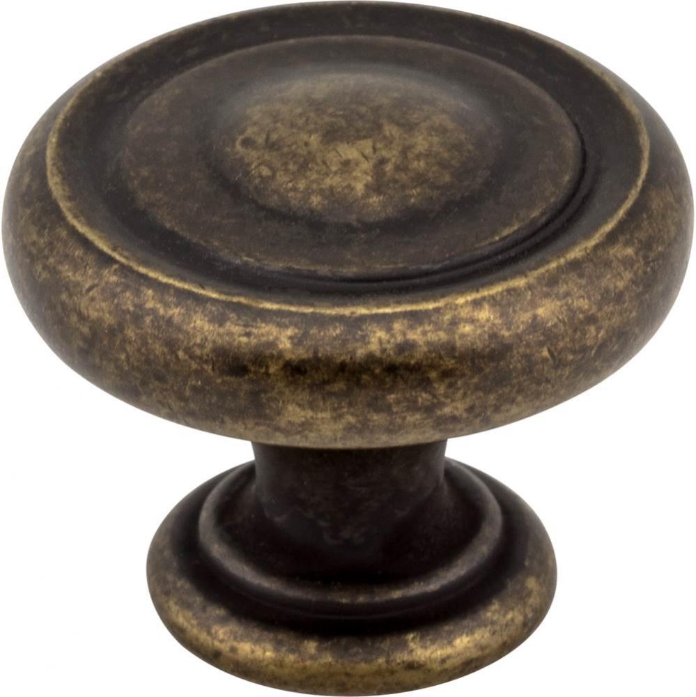 1-1/4'' Diameter Distressed Antique Brass Bremen 1 Cabinet Knob