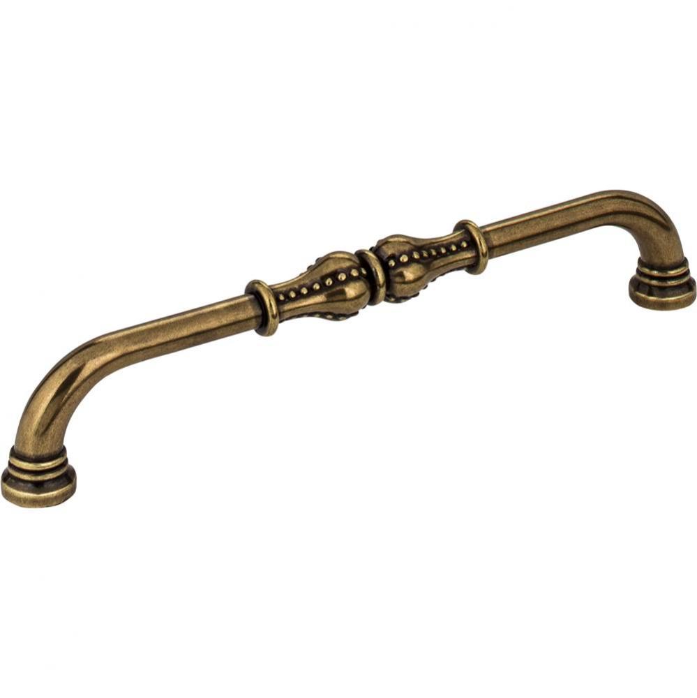 160 mm Center-to-Center Lightly Distressed Antique Brass Beaded Prestige Cabinet Pull