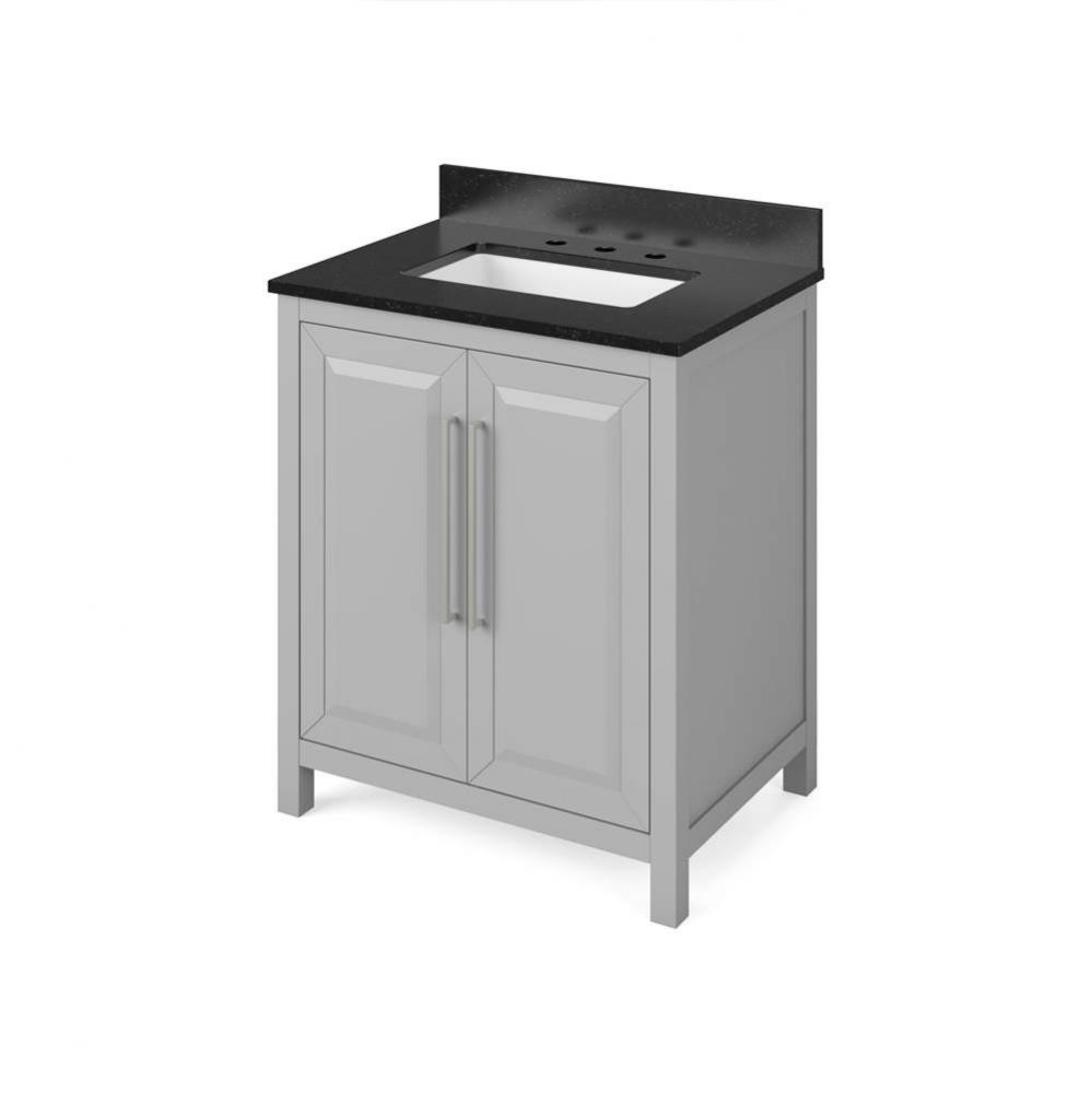 30'' Grey Cade Vanity, Black Granite Vanity Top, undermount rectangle bowl