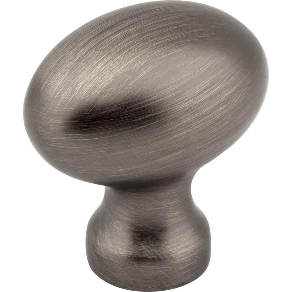 1-3/16'' Overall Length Brushed Pewter Football Bordeaux Cabinet Knob