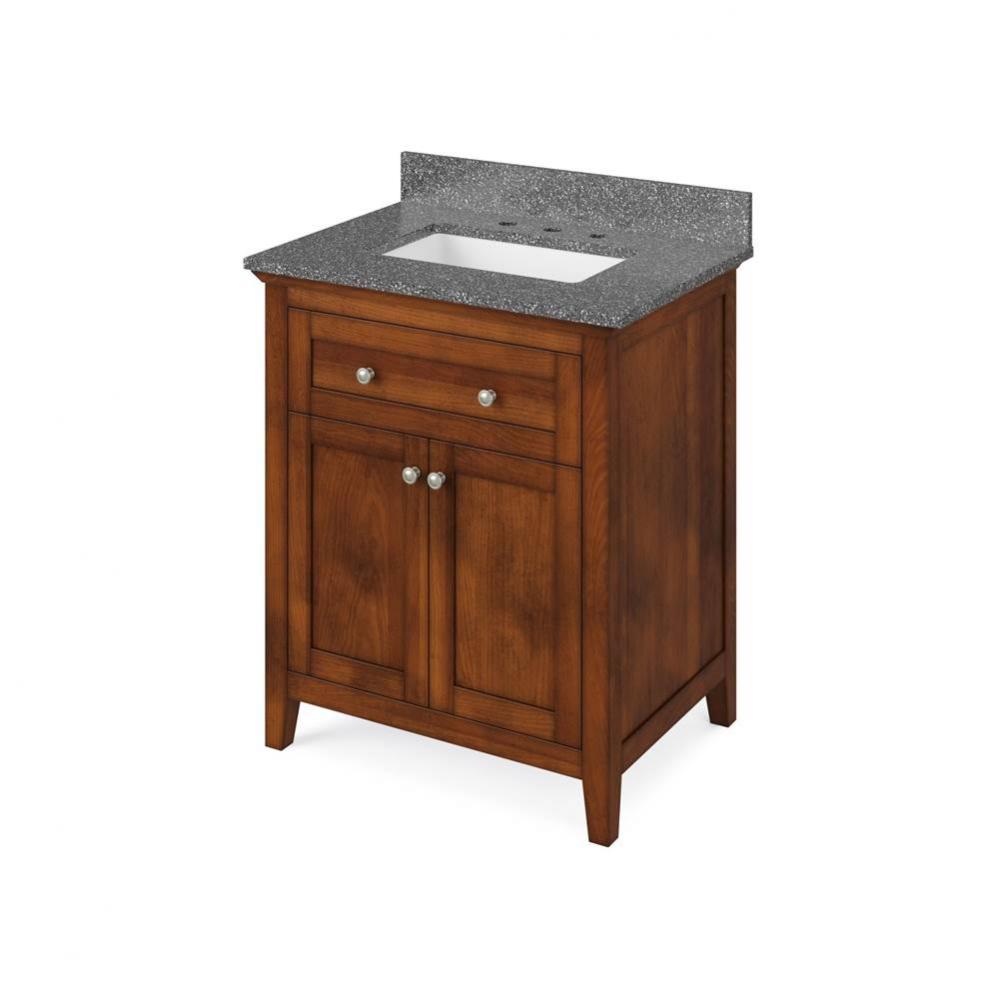 30'' Chocolate Chatham Vanity, Boulder Cultured Marble Vanity Top, undermount rectangle