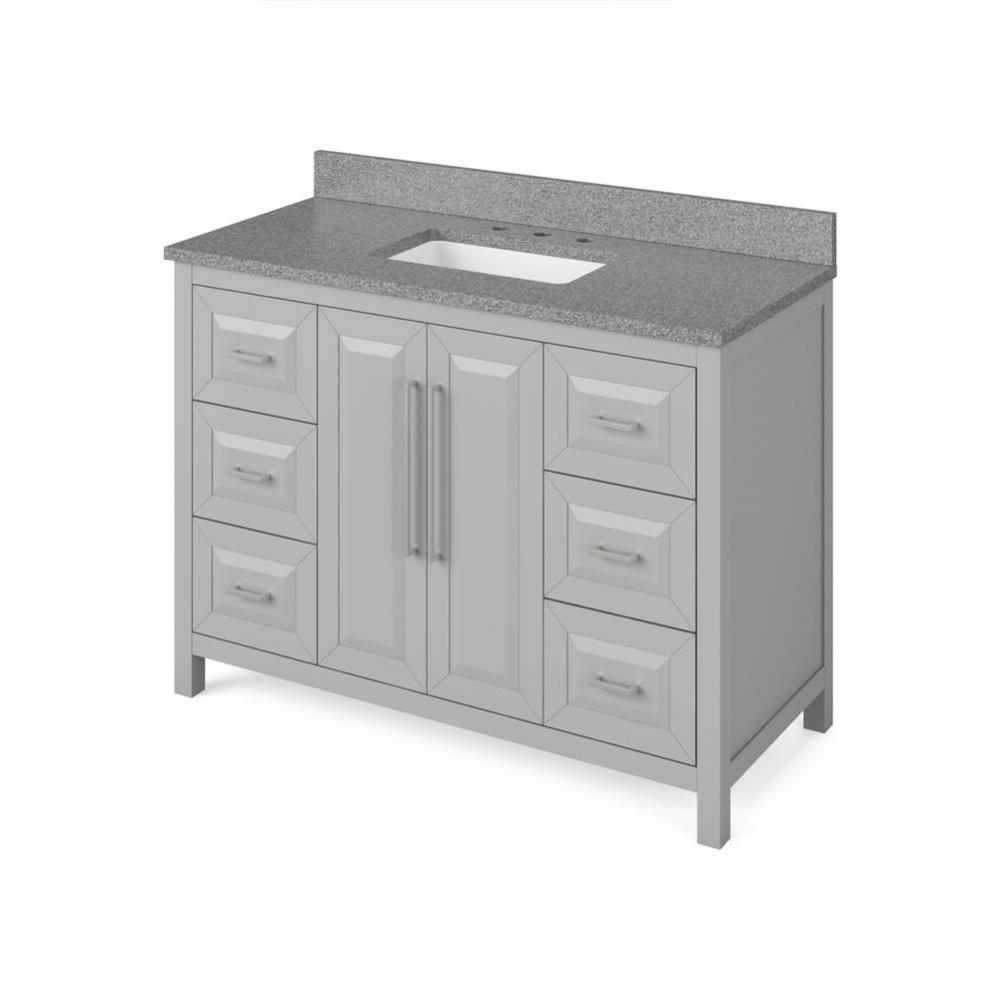 48'' Grey Cade Vanity, Steel Grey Cultured Marble Vanity Top, undermount rectangle bowl