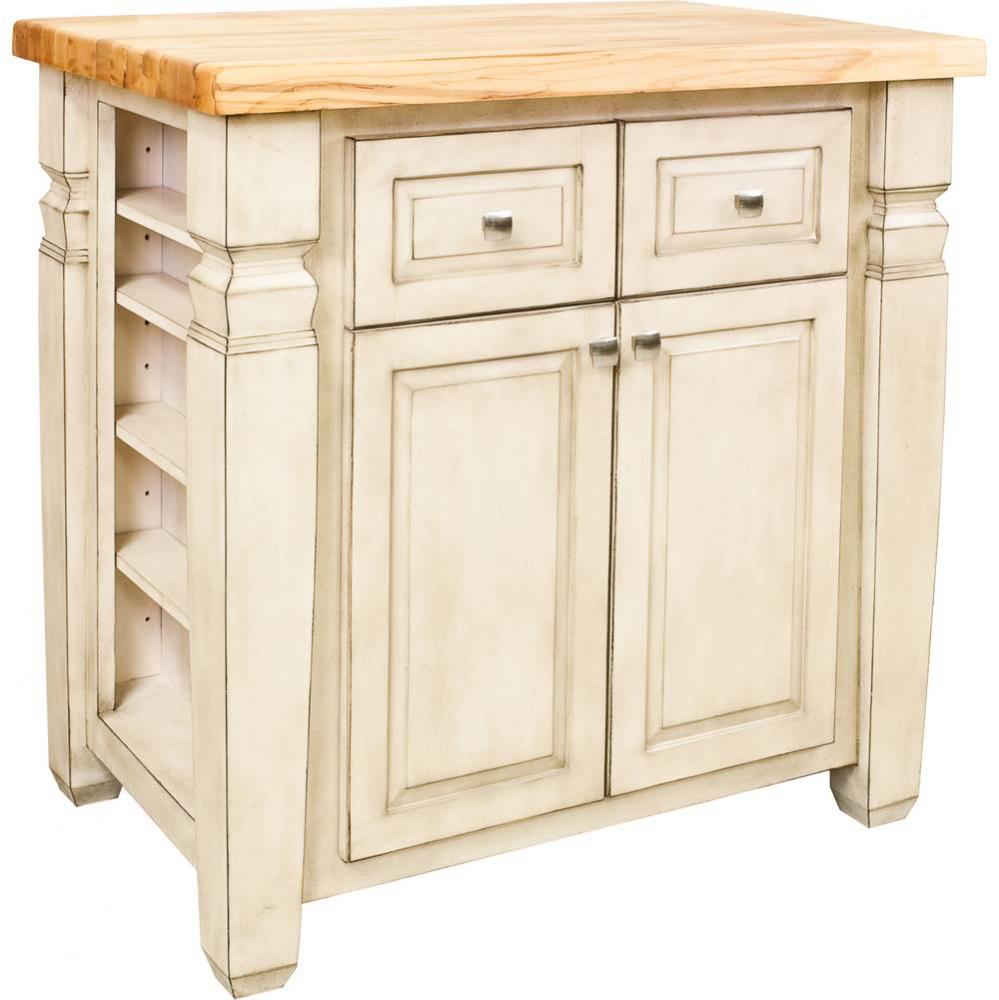 34'' French White Loft Furniture Style Kitchen Island