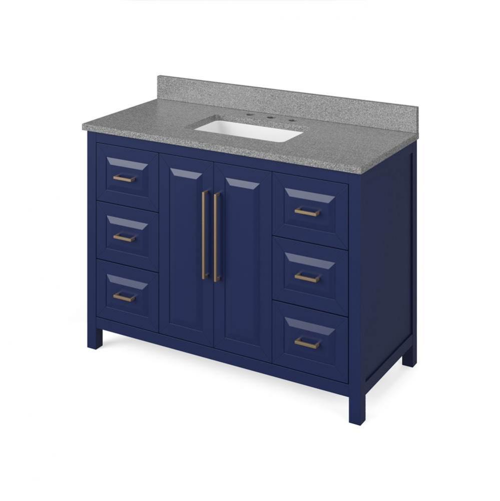 48'' Hale Blue Cade Vanity, Steel Grey Cultured Marble Vanity Top, undermount rectangle