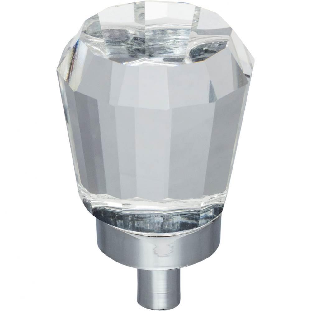 1'' Overall Length Polished Chrome Faceted Glass Harlow Cabinet Knob