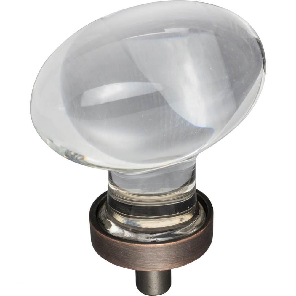 1-5/8'' Overall Length Brushed Oil Rubbed Bronze Football Glass Harlow Cabinet Knob