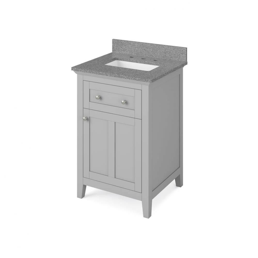 24'' Grey Chatham Vanity, Steel Grey Cultured Marble Vanity Top, undermount rectangle bo