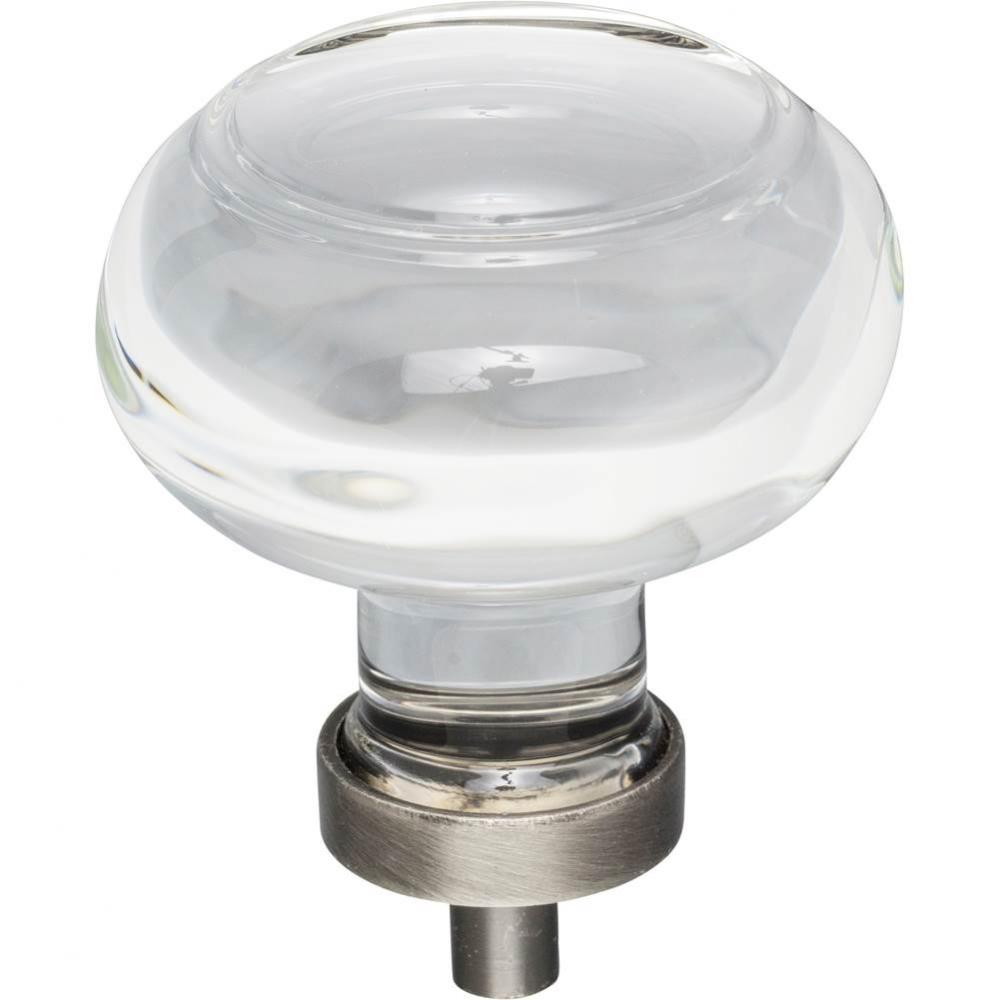 1-3/4'' Diameter Brushed Pewter Button Glass Harlow Cabinet Knob