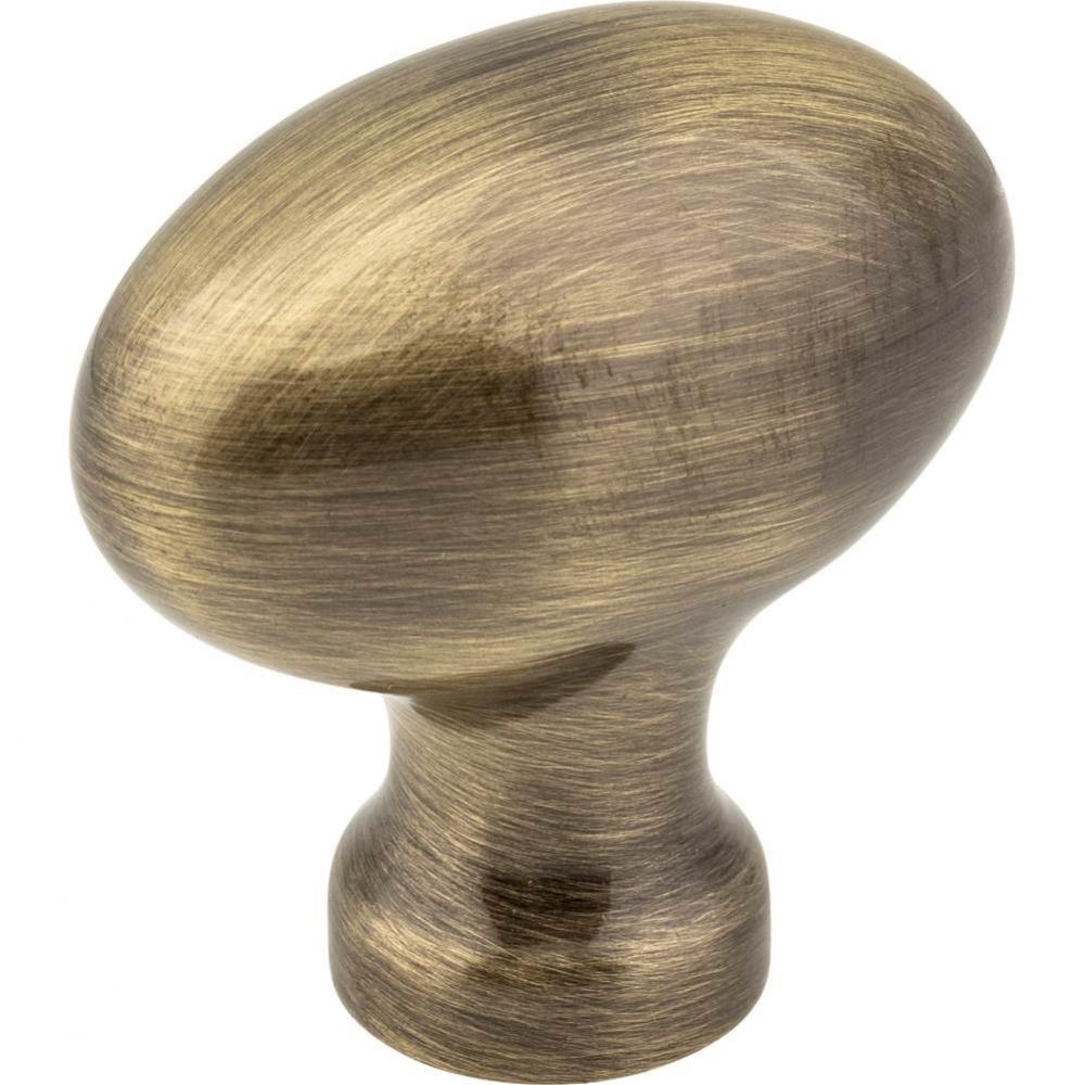 1-9/16'' Overall Length Brushed Antique Brass Football Lyon Cabinet Knob