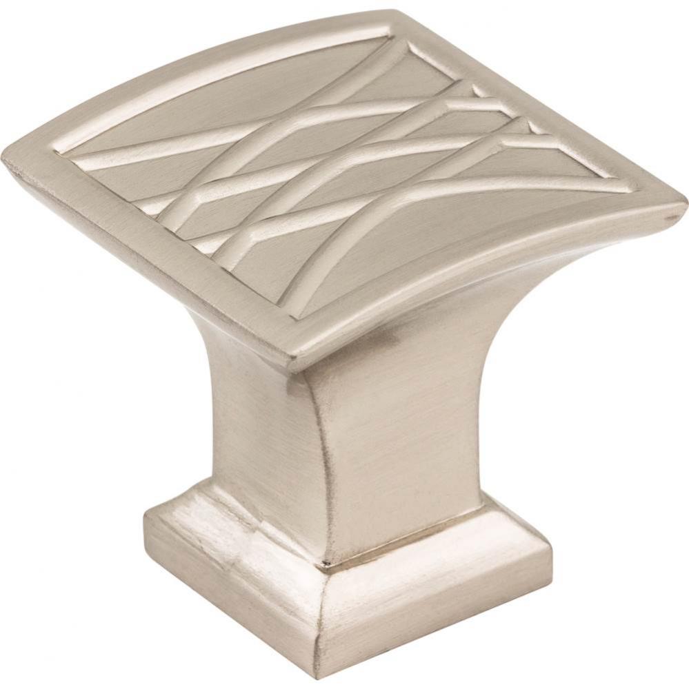 1-1/4'' Overall Length Satin Nickel Square Geometric Pattern Aberdeen Cabinet Knob