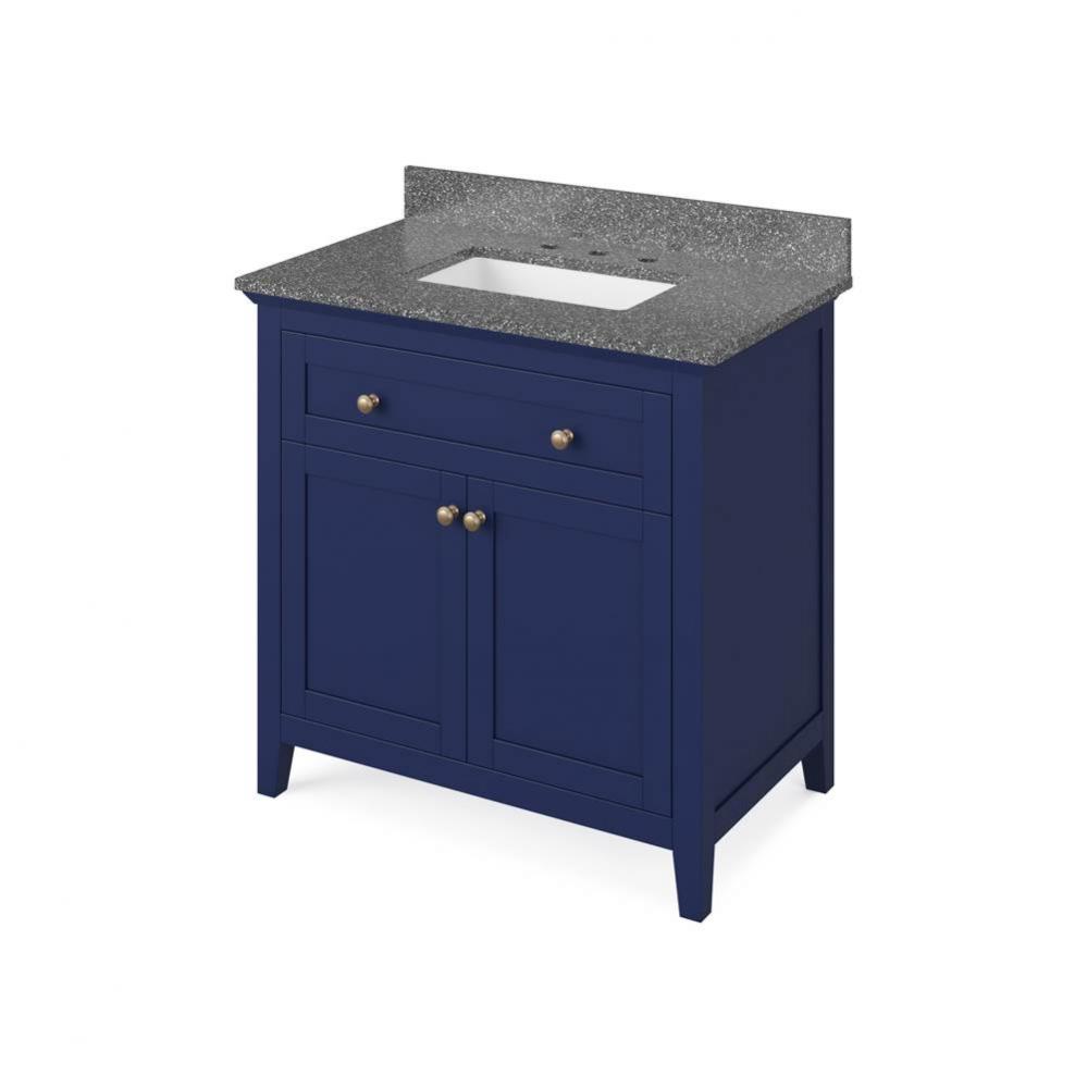 36'' Hale Blue Chatham Vanity, Boulder Cultured Marble Vanity Top, undermount rectangle