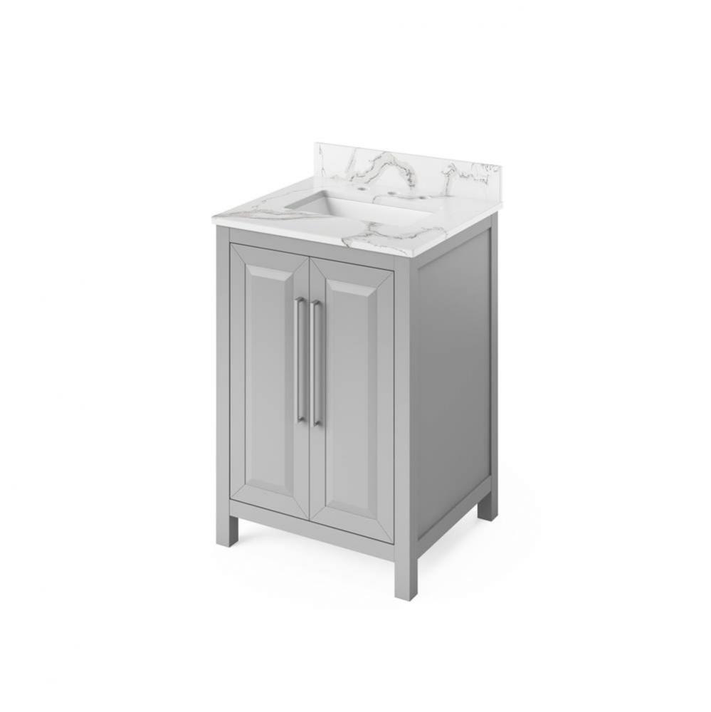 24'' Grey Cade Vanity, Calacatta Vienna Quartz Vanity Top, undermount rectangle bowl