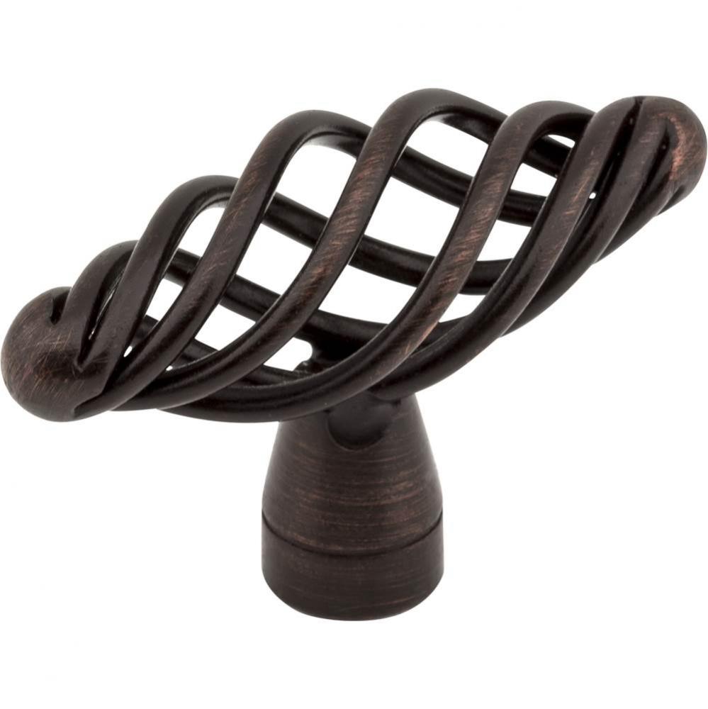 2'' Overall Length Brushed Oil Rubbed Bronze Twisted Zurich Cabinet ''T'&