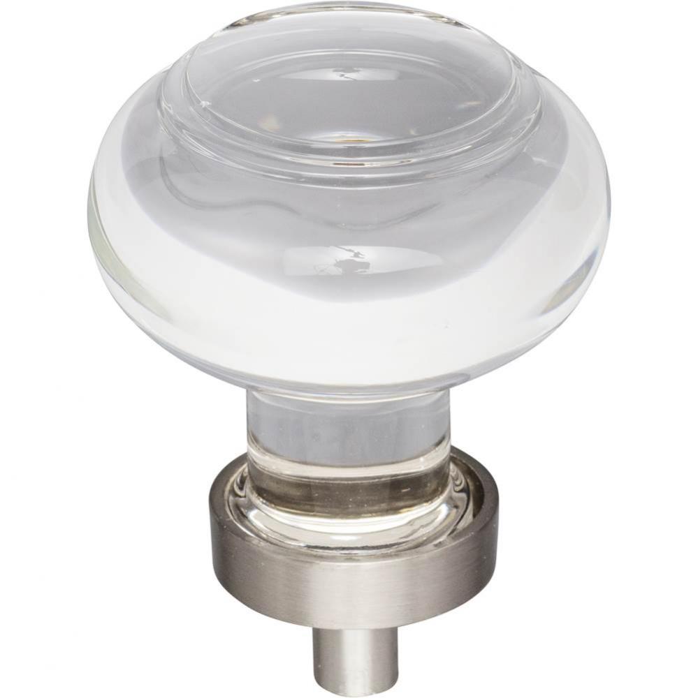 1-7/16'' Diameter Satin Nickel Button Glass Harlow Cabinet Knob