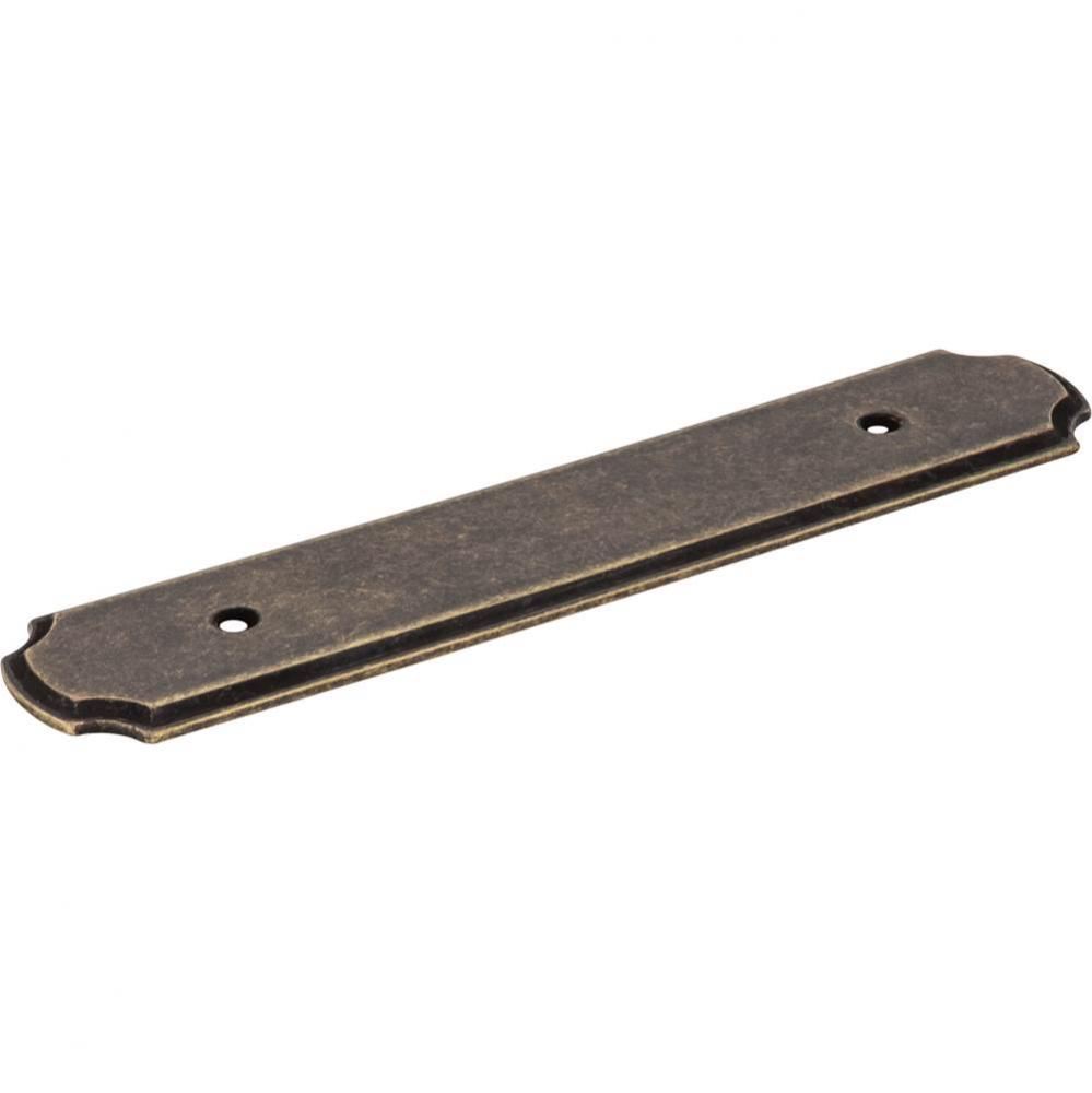 6-1/8'' O.L. (96 mm Center-to-Center) Distressed Antique Brass Pull Backplate