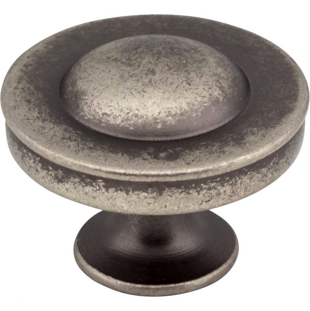 1-1/4'' Diameter Distressed Pewter Cordova Cabinet Knob