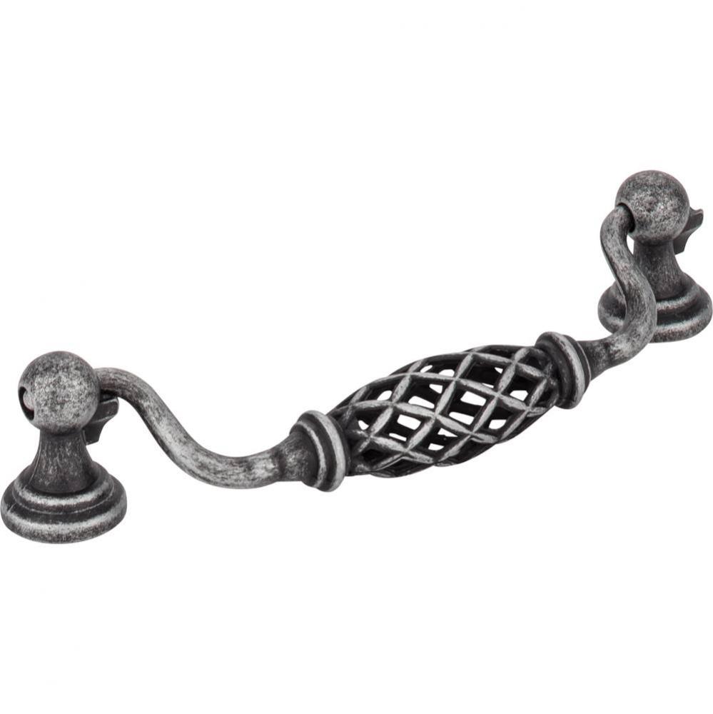 128 mm Center-to-Center Distressed Antique Silver Birdcage Tuscany Drop and Ring Pull