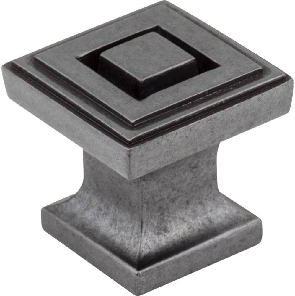 1'' Overall Length Gun Metal Square Delmar Cabinet Knob