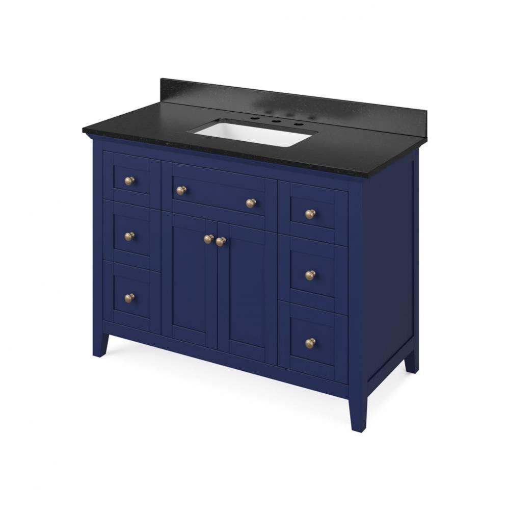 48'' Hale Blue Chatham Vanity, Black Granite Vanity Top, undermount rectangle bowl