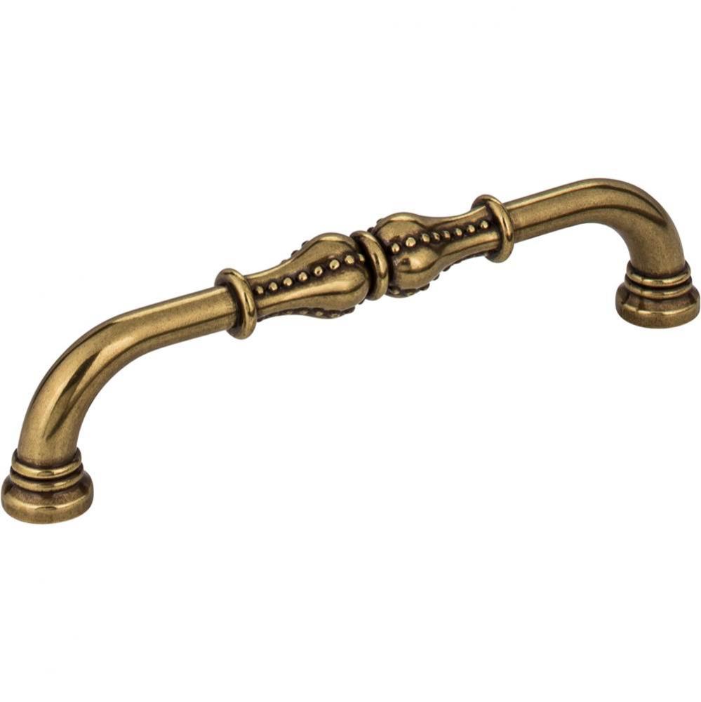 128 mm Center-to-Center Lightly Distressed Antique Brass Beaded Prestige Cabinet Pull