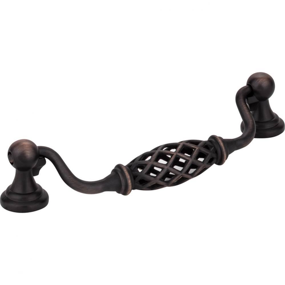 128 mm Center-to-Center Brushed Oil Rubbed Bronze Birdcage Tuscany Drop and Ring Pull