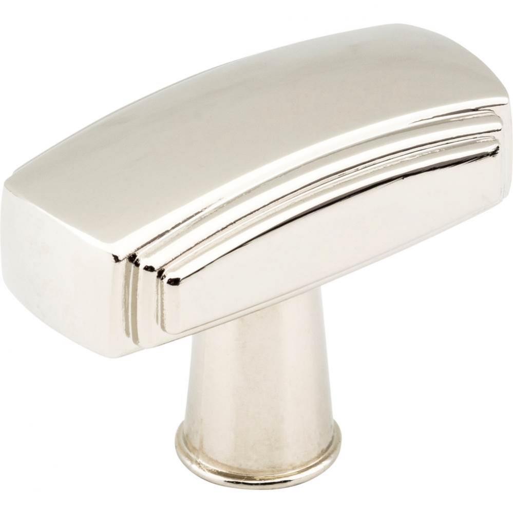 1-9/16'' Overall Length Polished Nickel Rectangle Delgado Cabinet Knob