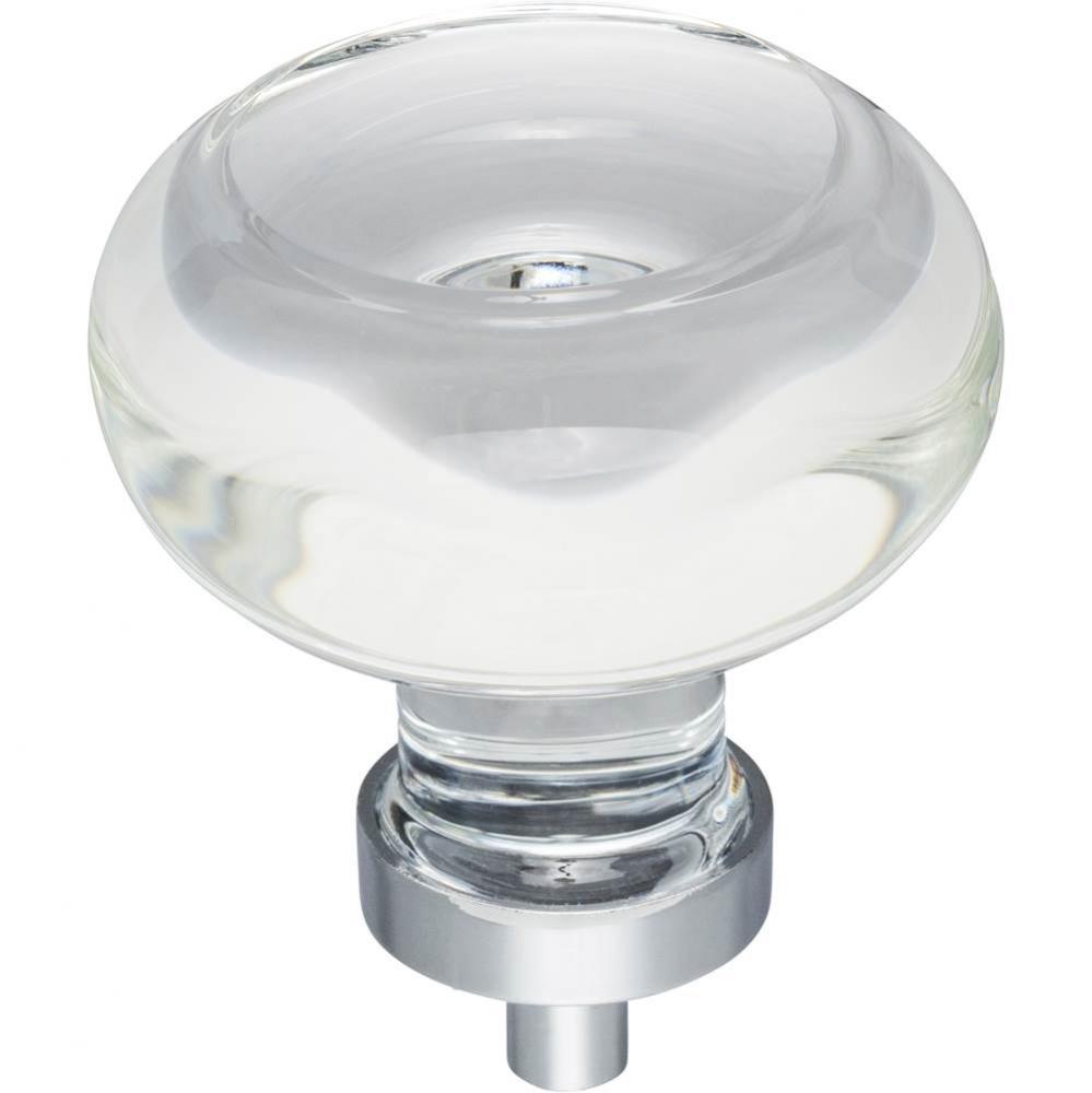 1-3/4'' Diameter Polished Chrome Button Glass Harlow Cabinet Knob