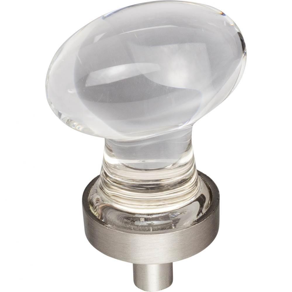 1-1/4'' Overall Length Satin Nickel Football Glass Harlow Cabinet Knob