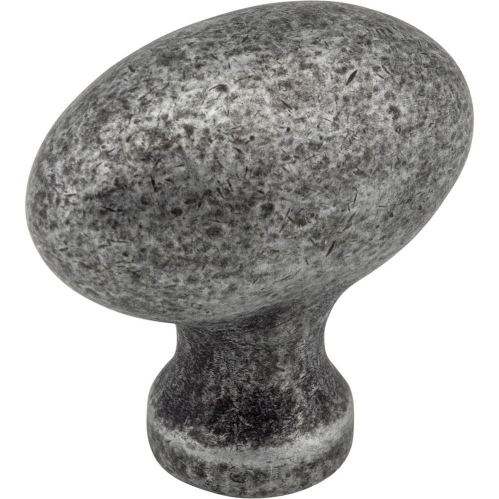 1-9/16'' Overall Length Distressed Antique Silver Football Lyon Cabinet Knob