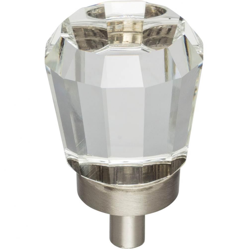 1'' Overall Length Satin Nickel Faceted Glass Harlow Cabinet Knob