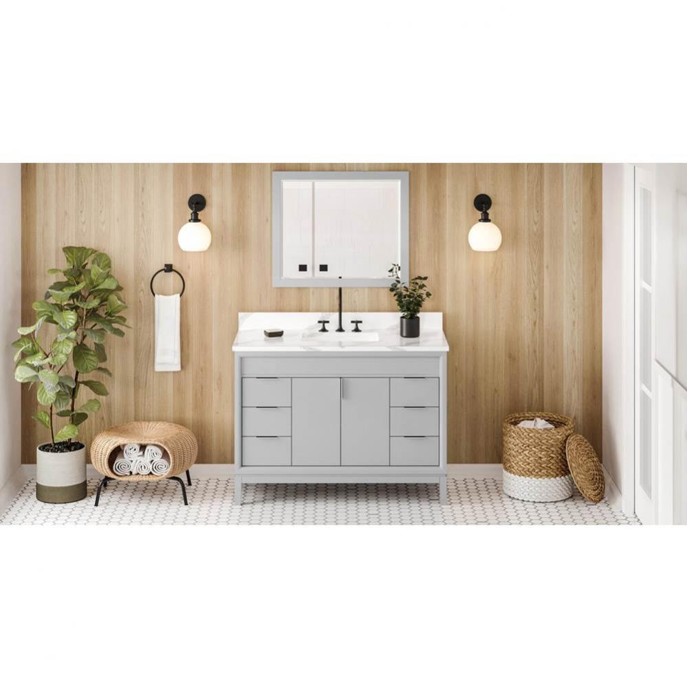 48'' Grey Theodora Vanity, Calacatta Vienna Quartz Vanity Top, Undermount Rectangle Bowl