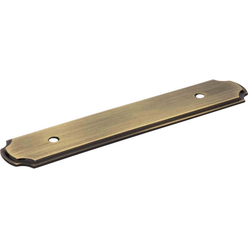 6-1/8'' O.L. (96 mm Center-to-Center) Brushed Antique Brass Pull Backplate