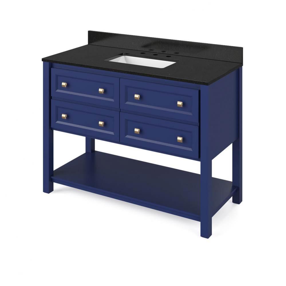 48'' Hale Blue Adler Vanity, Black Granite Vanity Top, undermount rectangle bowl