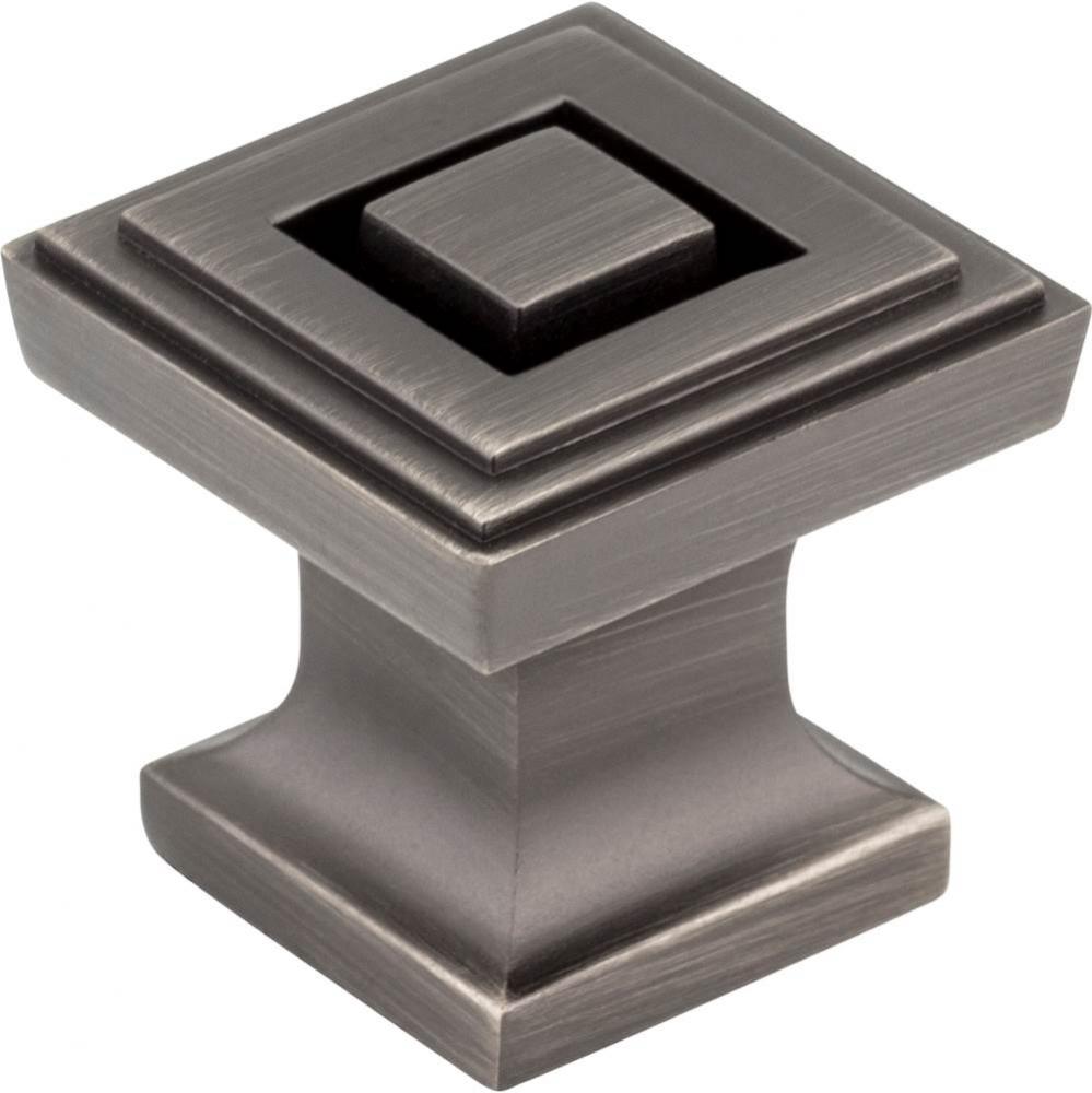 1'' Overall Length Brushed Pewter Square Delmar Cabinet Knob