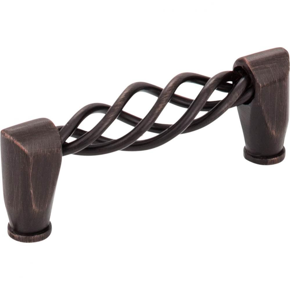 3'' Center-to-Center Brushed Oil Rubbed Bronze Twisted Zurich Cabinet Pull