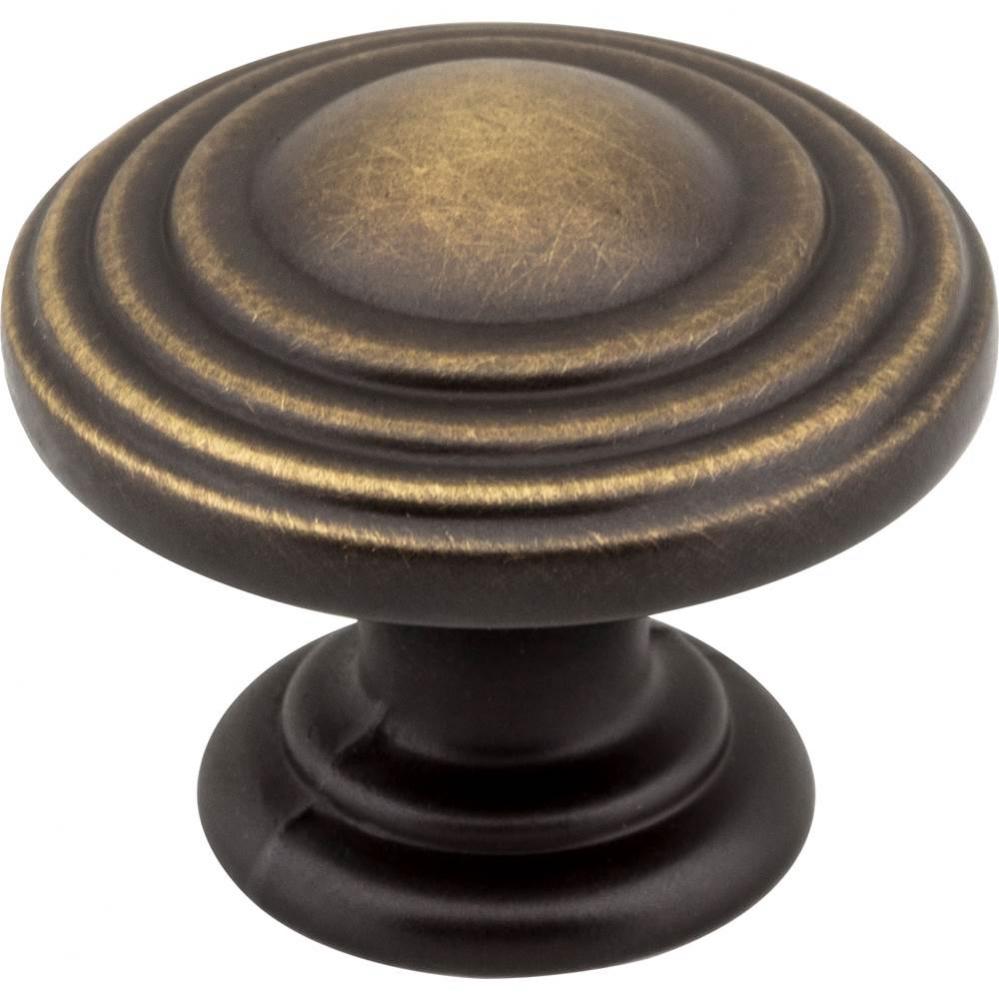 1-1/4'' Diameter Antique Brushed Satin Brass Stacked Bremen 2 Cabinet Knob