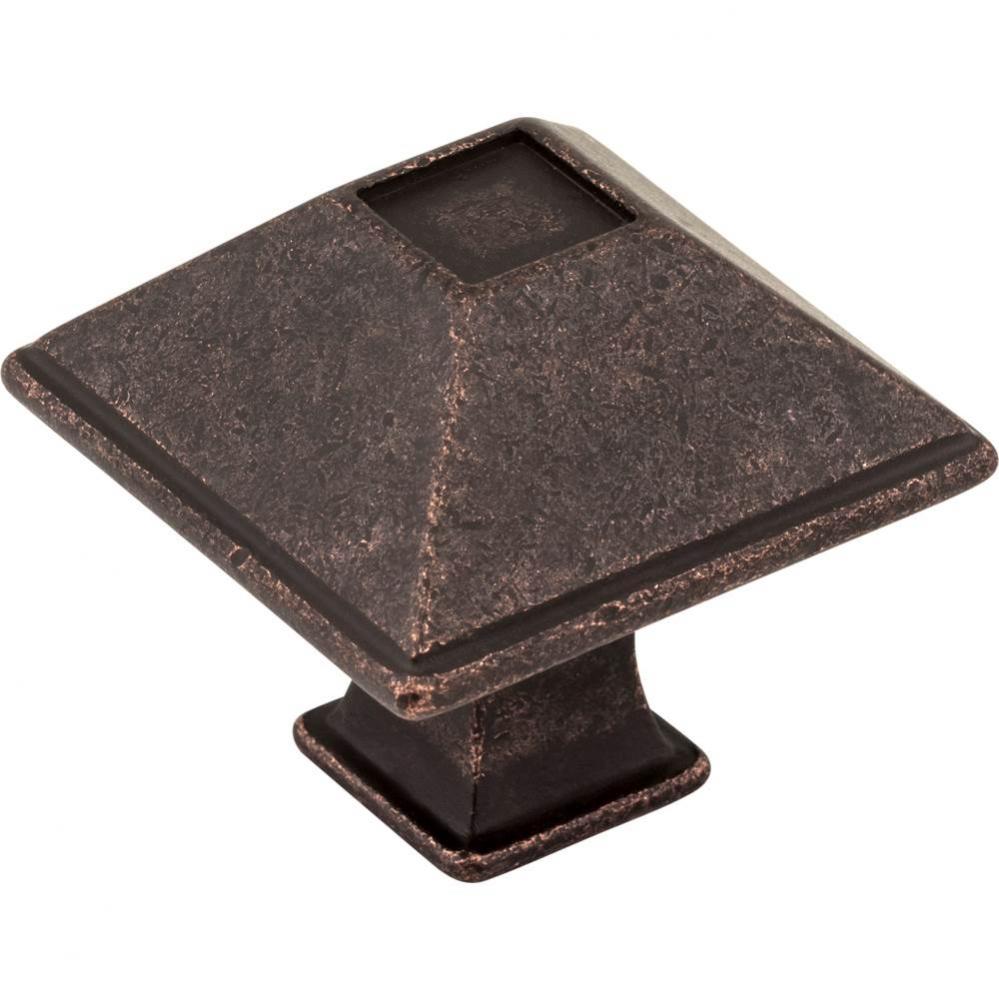 1-1/4'' Overall Length Distressed Oil Rubbed Bronze Square Tahoe Cabinet Knob