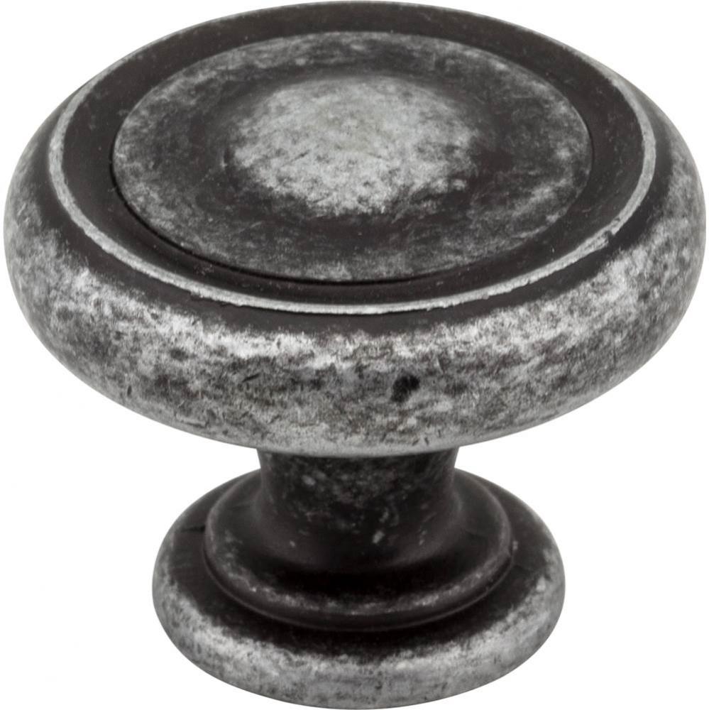 1-1/4'' Diameter Distressed Antique Silver Bremen 1 Cabinet Knob