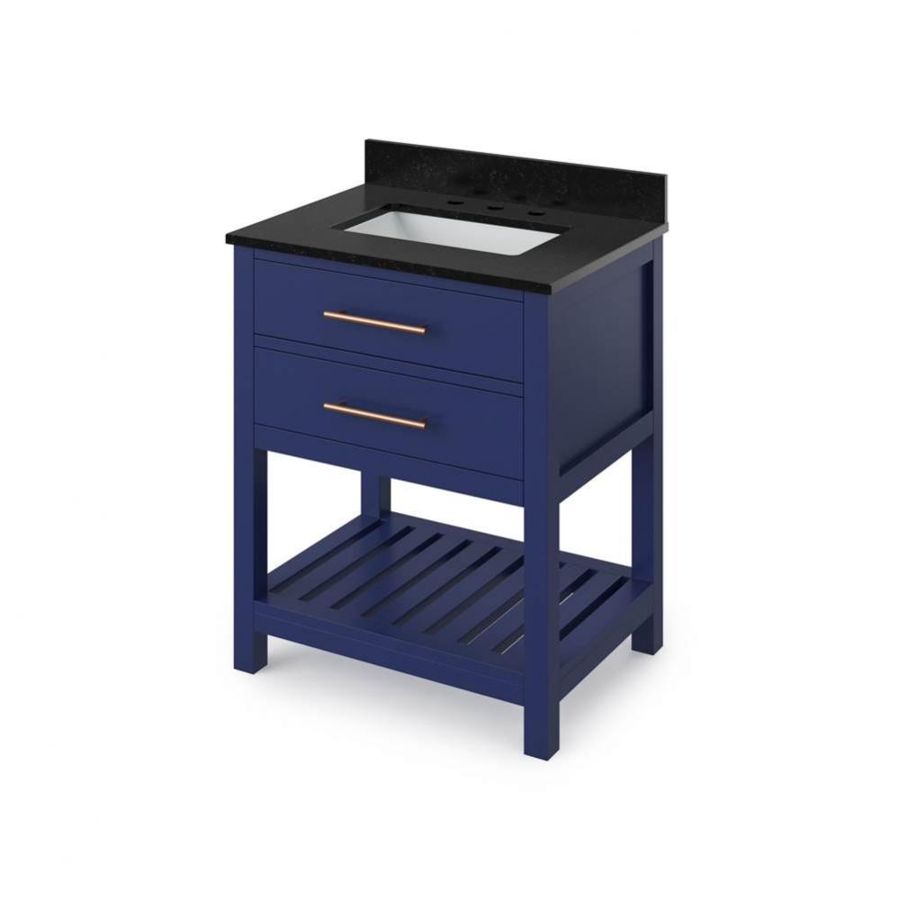 30'' Hale Blue Wavecrest Vanity, Black Granite Vanity Top, undermount rectangle bowl