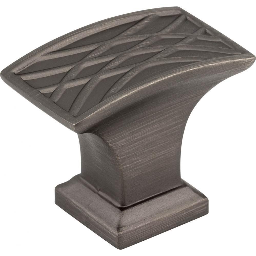 1-1/2'' Overall Length Brushed Pewter Rectangle Geometric Pattern Aberdeen Cabinet Knob