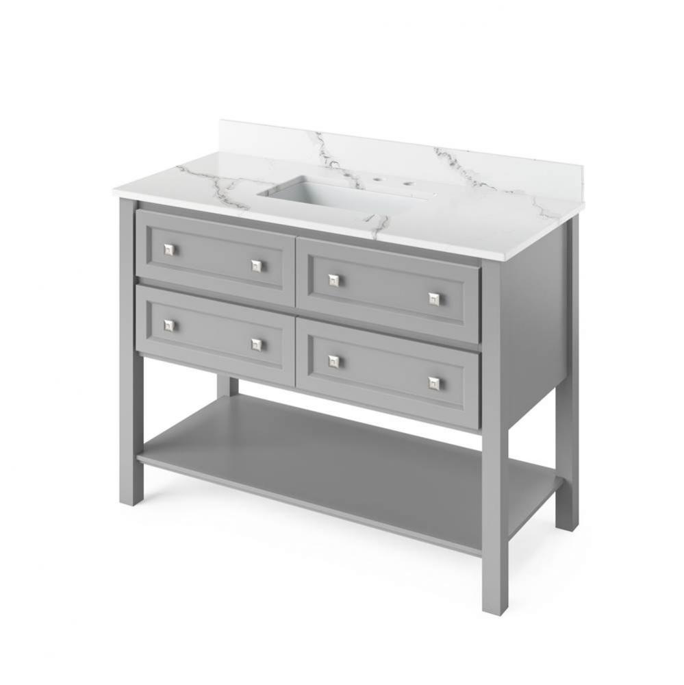 48'' Grey Adler Vanity, Calacatta Vienna Quartz Vanity Top, undermount rectangle bowl