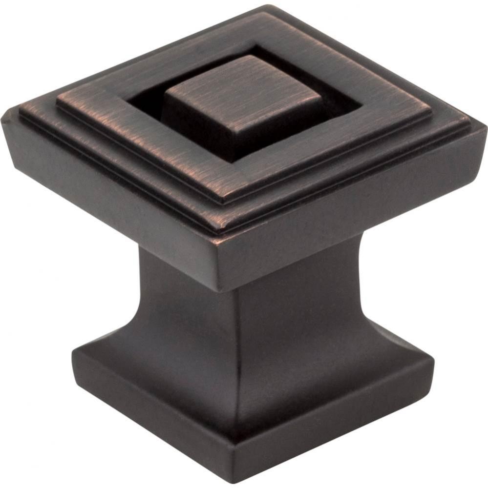 1'' Overall Length Brushed Oil Rubbed Bronze Square Delmar Cabinet Knob