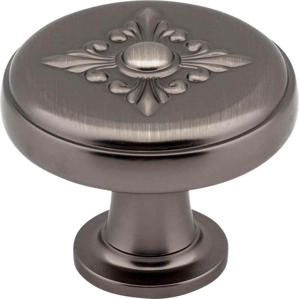 1-3/8'' Diameter Brushed Pewter Baroque Lafayette Cabinet Knob