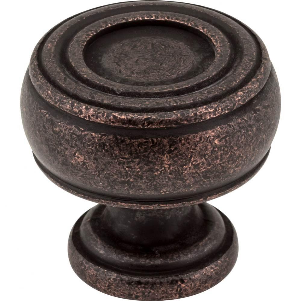 1-3/16'' Diameter Distressed Oil Rubbed Bronze Barrel Bremen 2 Cabinet Knob