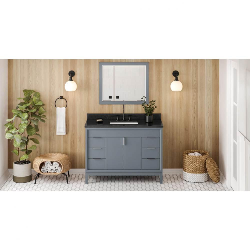 48'' Blue Steel Theodora Vanity, Black Granite Vanity Top, Undermount Rectangle Bowl